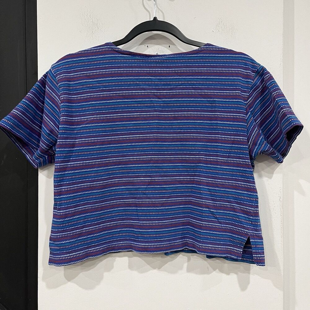 Vintage Liz Wear Cotton Striped Boxy Crop Top T Shirt Petite Small Retro - Picture 5 of 6